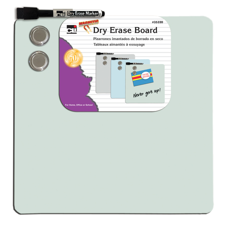 CHARLES LEONARD Magnetic Dry Erase Board w/Marker + Magnets, 11.5 x 11.5in, PK6 35320-ST